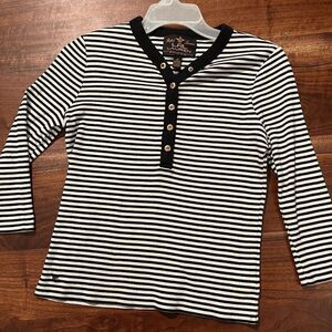 Vintage LRL Lauren Ralph Lauren Striped Henley Shirt Gold Buttons M